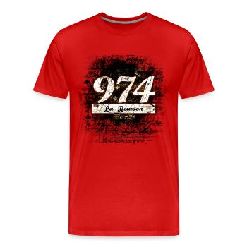 974 la réunion ! - T-shirt bio Premium Homme - rouge - Devant - Damien (186cm)