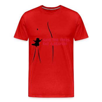 Save the trees. Eat a beaver. - Men's Premium Organic T-Shirt - red - Front - Damien (186cm)
