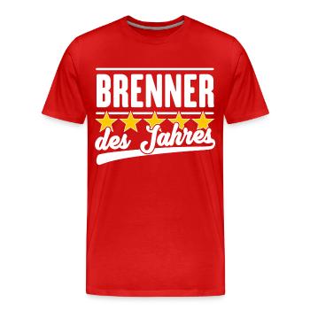 Brenner des Jahres - Männer Premium Bio T-Shirt - Rot - Vorne - Damien (186cm)