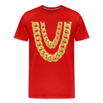 Meine Doppel Goldkette - Männer Premium Bio T-Shirt - Rot - Vorne - Damien (186cm)