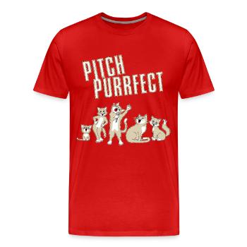 Pitch Purrfect - Men's Premium Organic T-Shirt - red - Front - Damien (186cm)