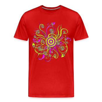 fleur psychédélique - T-shirt bio Premium Homme - rouge - Devant - Damien (186cm)