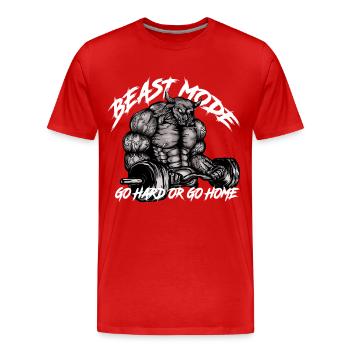 Gym Bull - Beast Mode - T-shirt bio Premium Homme - rouge - Devant - Damien (186cm)