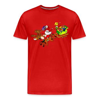 La livraison de cadeaux du Père Noël avec un - T-shirt bio Premium Homme - rouge - Devant - Damien (186cm)