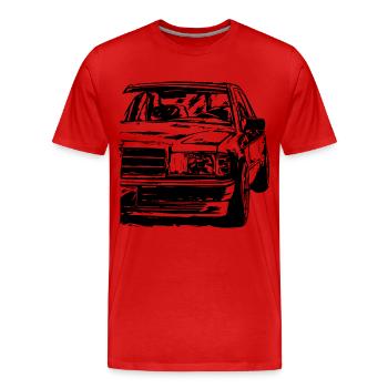 W201 Dirty - Männer Premium Bio T-Shirt - Rot - Vorne - Damien (186cm)