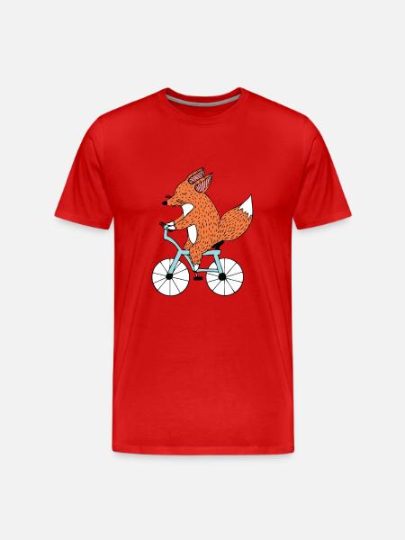 Lustiger Fahrrad Fuchs, Rad fahren E Bike Geschenk - Männer Premium Bio T-Shirt - Rot