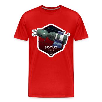 Space Race Serie: SOYUZ (Großdruck) - Männer Premium Bio T-Shirt - Rot - Vorne - Damien (186cm)
