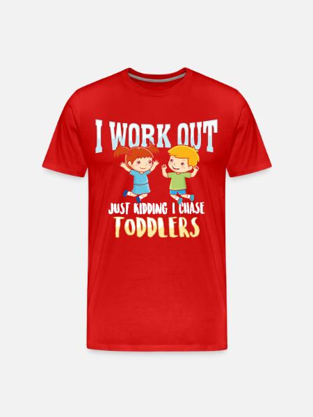 I work out just kidding i chase Toddlers - Eltern - Herre Premium T-shirt økologisk - rød