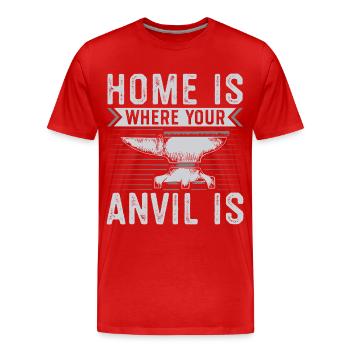 Cadeau d’enclume pour forgeron | Forgeron maréchal - T-shirt bio Premium Homme - rouge - Devant - Damien (186cm)