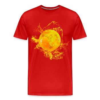 Sonne mit Farbspritzer - Männer Premium Bio T-Shirt - Rot - Vorne - Damien (186cm)
