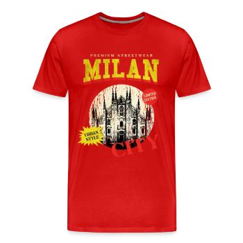 Mailand Milan Italien Stadt Skyline Vintage Retro - Männer Premium Bio T-Shirt - Rot - Vorne - Damien (186cm)
