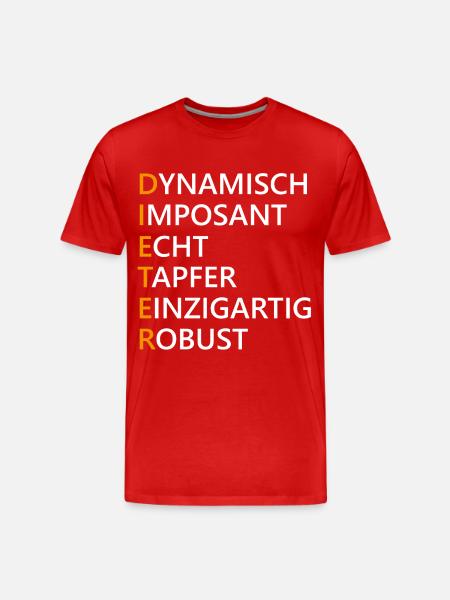 Dieter Name Geschenk - Männer Premium Bio T-Shirt - Rot