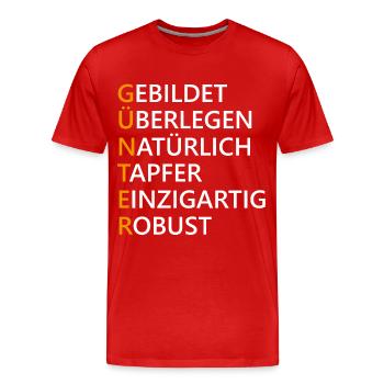 Günter Name Geschenk - Männer Premium Bio T-Shirt - Rot - Vorne - Damien (186cm)