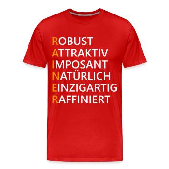 Rainer Name Geschenk - Männer Premium Bio T-Shirt - Rot - Vorne - Damien (186cm)