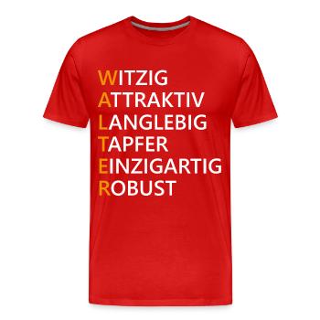 Walter Name Geschenk - Männer Premium Bio T-Shirt - Rot - Vorne - Damien (186cm)