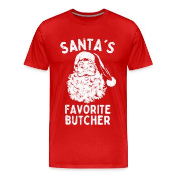 Weihnachten Metzger Santa's Favorite Butcher - Männer Premium Bio T-Shirt - Rot - Vorne - Damien (186cm)