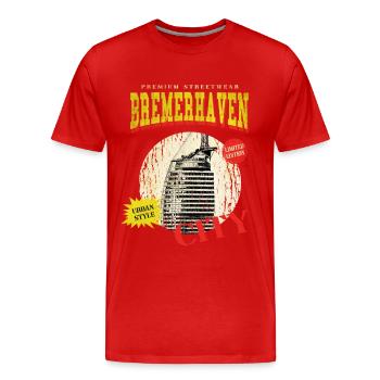 Bremerhaven Germany City Skyline Vintage - Men's Premium Organic T-Shirt - red - Front - Damien (186cm)