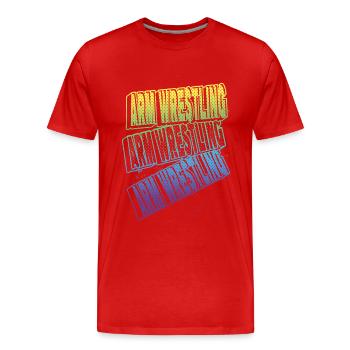 Bras de fer Bras de fer Lutte Puissance Forte - T-shirt bio Premium Homme - rouge - Devant - Damien (186cm)