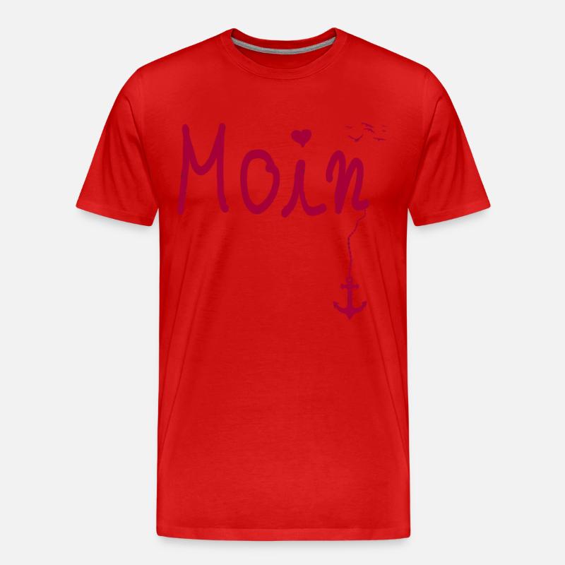 Moin Begrüßung Moin mit Möwe in Pink - Männer Premium Bio T-Shirt - Rot