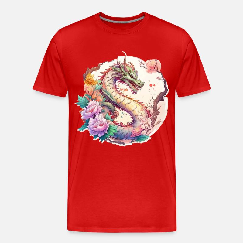 Japanischer Drache - Männer Premium Bio T-Shirt - Rot