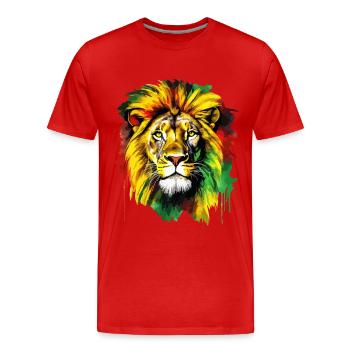 Lion Jamaïque Couleurs Reggae Rasta Rastafari Animal - T-shirt bio Premium Homme - rouge - Devant - Damien (186cm)