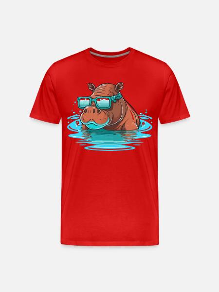 Hippo Swimmer - Men's Premium Organic T-Shirt - red