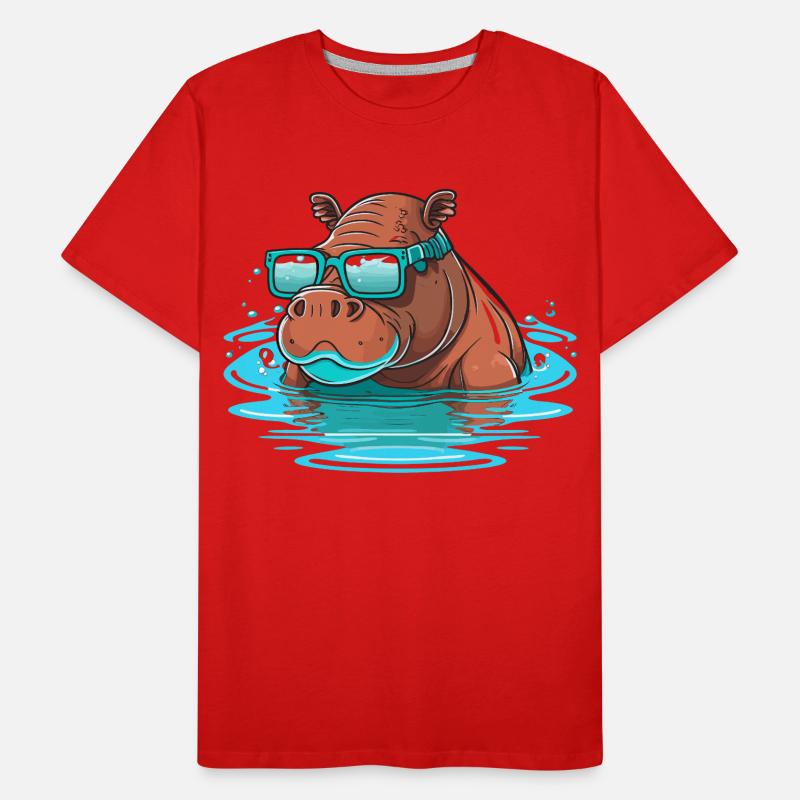Nilpferd-Schwimmer Männer Premium Bio T-Shirt
