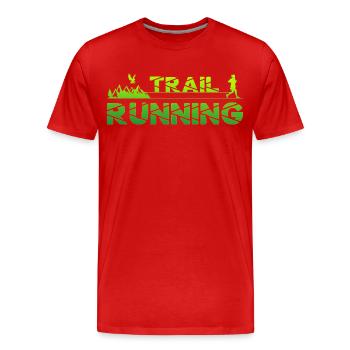 Trail Running Adler Berge Wald Schuhe Profil grün - Männer Premium Bio T-Shirt - Rot - Vorne - Damien (186cm)