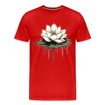 Lotus Blossom - Men's Premium Organic T-Shirt - red - Front - Damien (186cm)