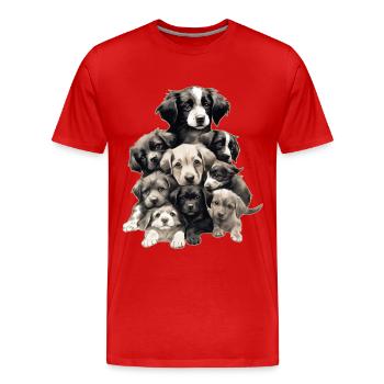 Niedliche Hunde - Männer Premium Bio T-Shirt - Rot - Vorne - Damien (186cm)