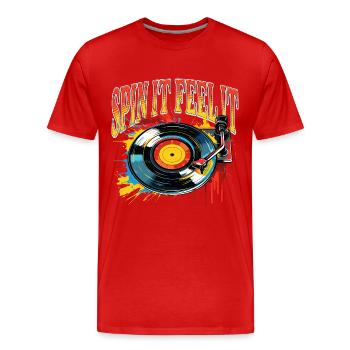 Disque Vinyle LP Platine Rétro - T-shirt bio Premium Homme - rouge - Devant - Damien (186cm)