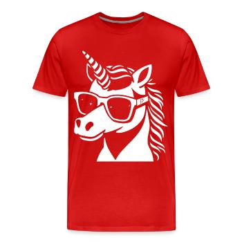 Licornes drôles portant des lunettes de soleil Licorne cool - T-shirt bio Premium Homme - rouge - Devant - Damien (186cm)
