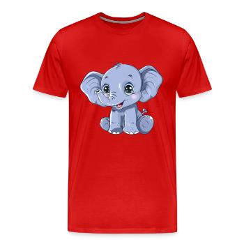 Mignon éléphant bleu avec de grands yeux - T-shirt bio Premium Homme - rouge - Devant - Damien (186cm)