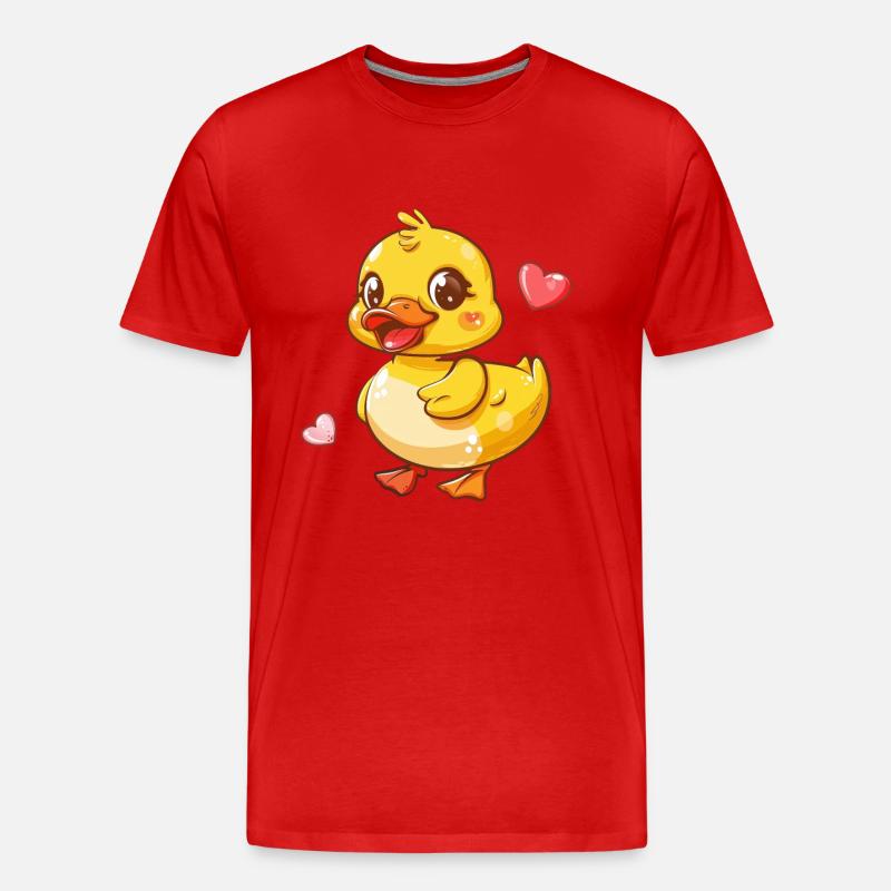 Süßes Entchen Mit Herzchen - Männer Premium Bio T-Shirt - Rot