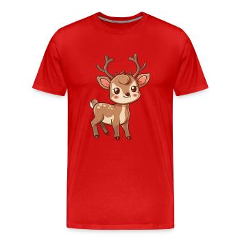 Niedliches Rehkitz Mit Großen Augen - Männer Premium Bio T-Shirt - Rot - Vorne - Damien (186cm)