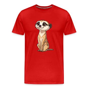 Verspielter Erdmännchen Blick - Männer Premium Bio T-Shirt - Rot - Vorne - Damien (186cm)