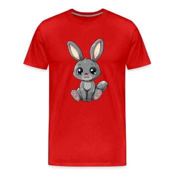 Süßer Grauer Häschenblick Für Dich - Männer Premium Bio T-Shirt - Rot - Vorne - Damien (186cm)