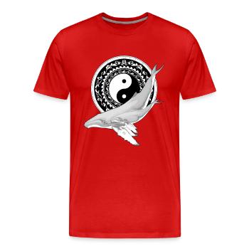 Yin Yang Baleines à bosse - T-shirt bio Premium Homme - rouge - Devant - Damien (186cm)
