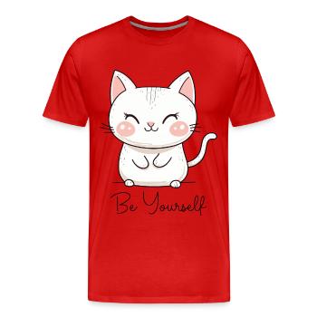 Cat Be Yourself Be Yourself Love Motivation - Men's Premium Organic T-Shirt - red - Front - Damien (186cm)