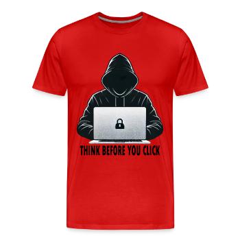 Réfléchissez avant de cliquer - Cybersécurité - T-shirt bio Premium Homme - rouge - Devant - Damien (186cm)