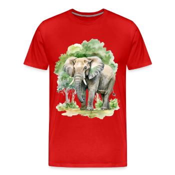An elephant in Africa - Men's Premium Organic T-Shirt - red - Front - Damien (186cm)