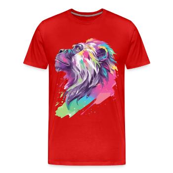Singe Chimpanzé Primate Nature Nature sauvage Art coloré - T-shirt bio Premium Homme - rouge - Devant - Damien (186cm)