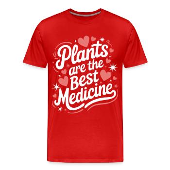 Végétarien Végétalien Végétarien Végétarien - T-shirt bio Premium Homme - rouge - Devant - Damien (186cm)