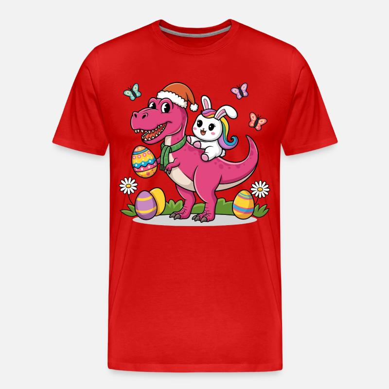 Easter Dinosaur Bunny Ears Easter - Männer Premium Bio T-Shirt - Rot