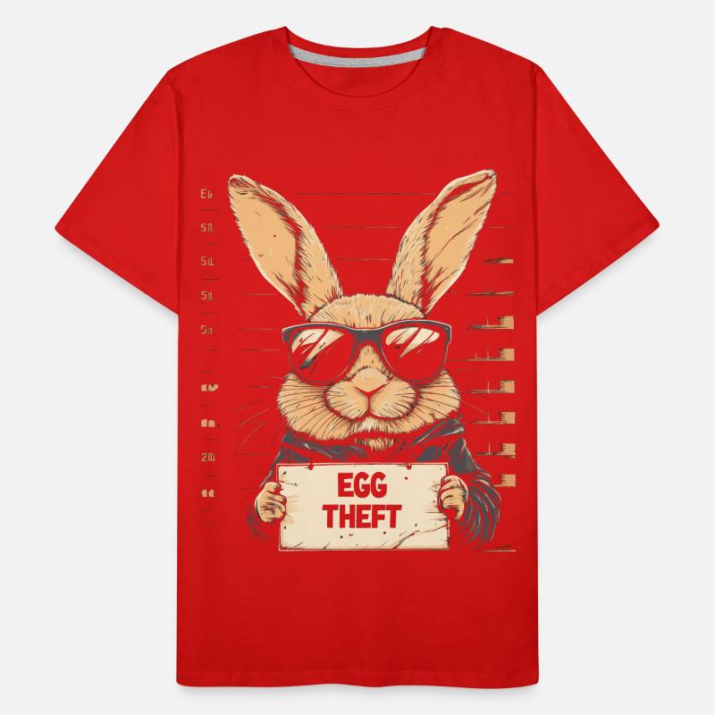 Bunny Egg Thief Easter Bunny Mugshot Police Photo Easter Men's Premium Organic T-Shirt