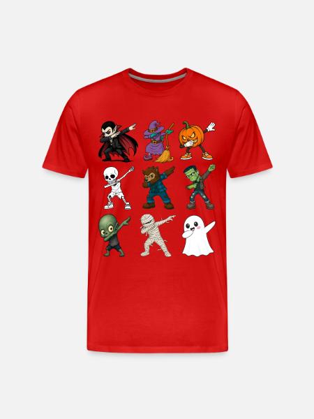 Funny Halloween Characters Dabbing - Men's Premium Organic T-Shirt - 