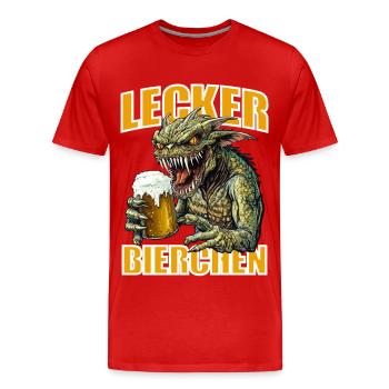 Lecker Bierchen X Monster mit Bier lustiges - Männer Premium Bio T-Shirt - Rot - Vorne - Damien (186cm)