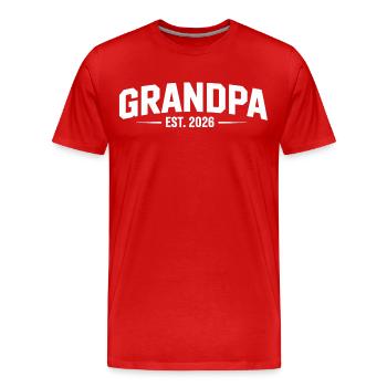 Opa 2026 T-Shirt – Werdender Großvater - Männer Premium Bio T-Shirt - Rot - Vorne - Damien (186cm)