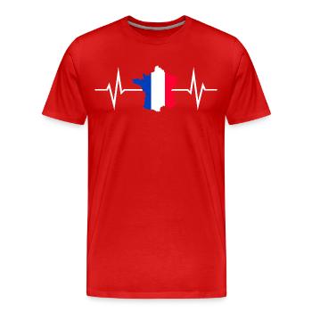 France Love Country Outline Contour Heartbeat - T-shirt bio Premium Homme - rouge - Devant - Damien (186cm)
