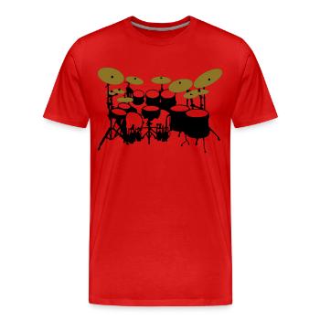 Large drumkit - Men's Premium Organic T-Shirt - red - Front - Damien (186cm)